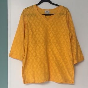 Sabhyata- Cotton, Marigold yellow, 3/4 Sleeve Top